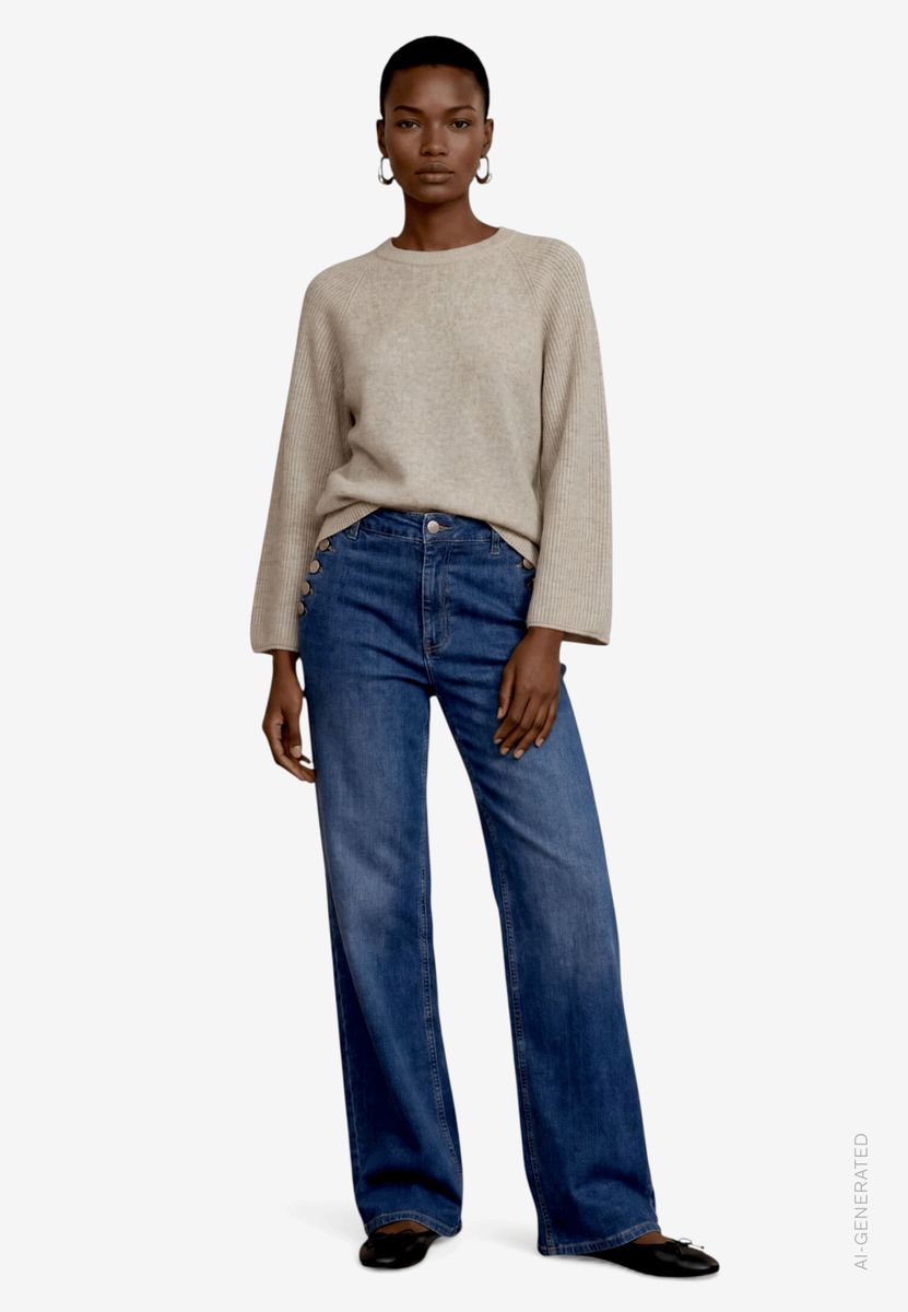 Damen Jeans mit Zierknöpfen