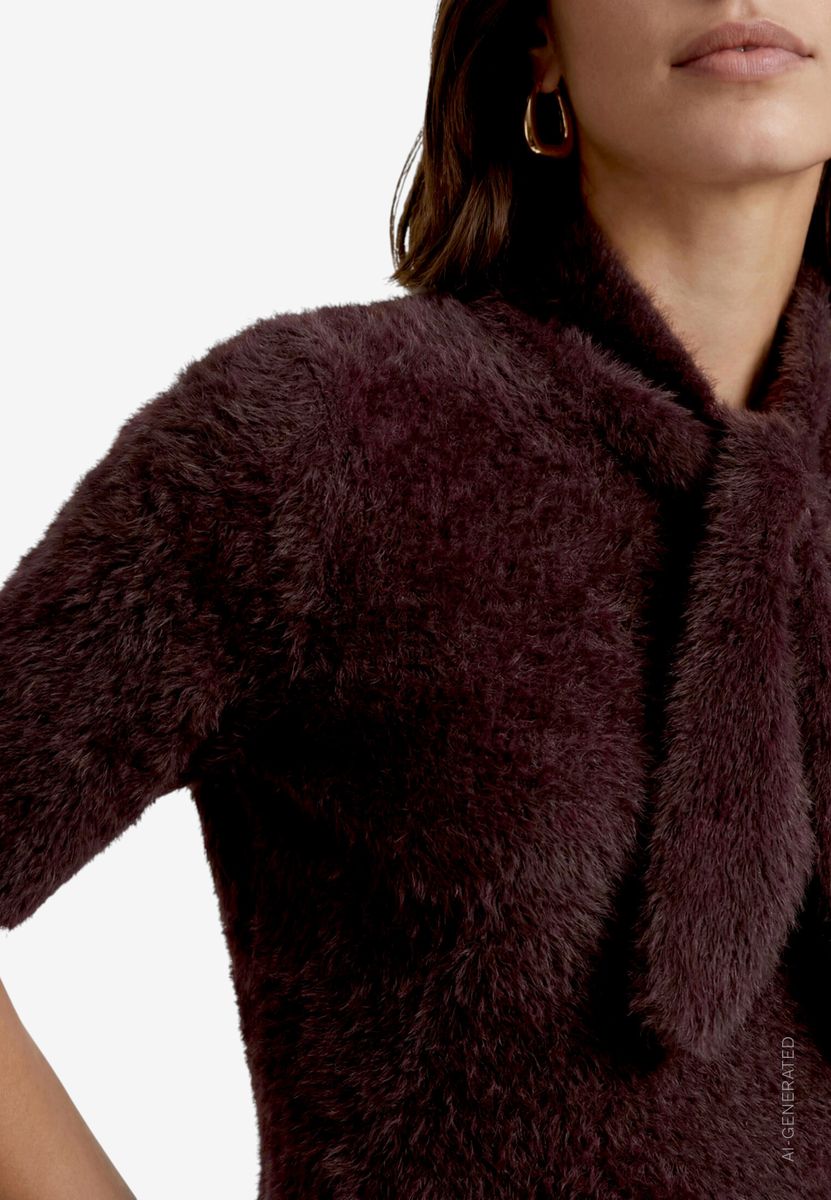 Damen Kurzarmpullover flauschig