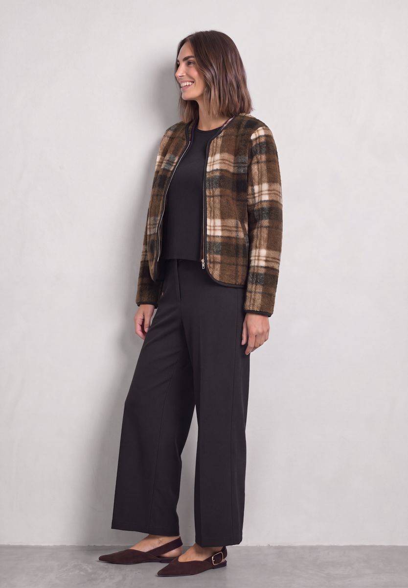 Teddy-Jacke mit Rundhals und Print