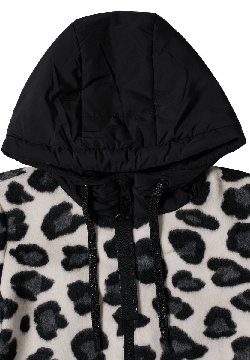 Jacke mit Wollanteil und Leo-Muster