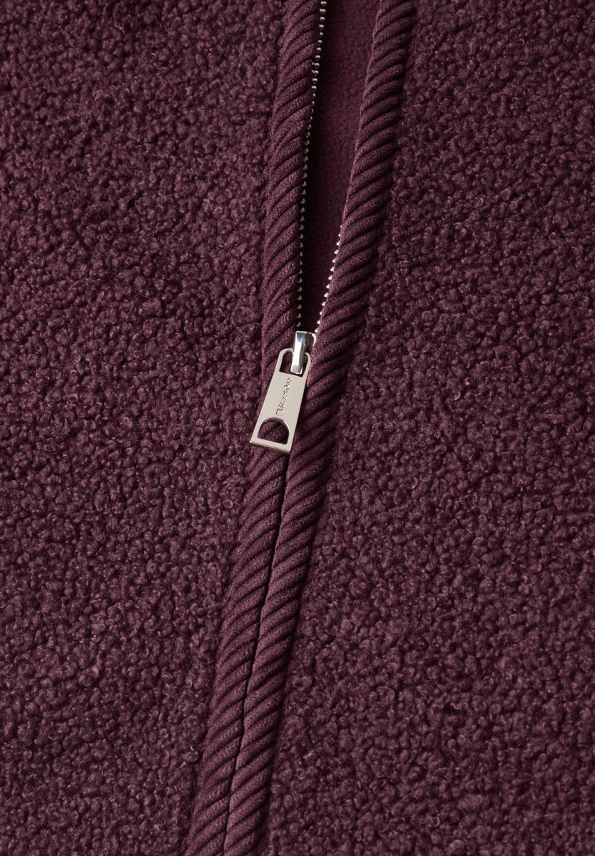 Teddy-Weste mit Zipper und Corddetails