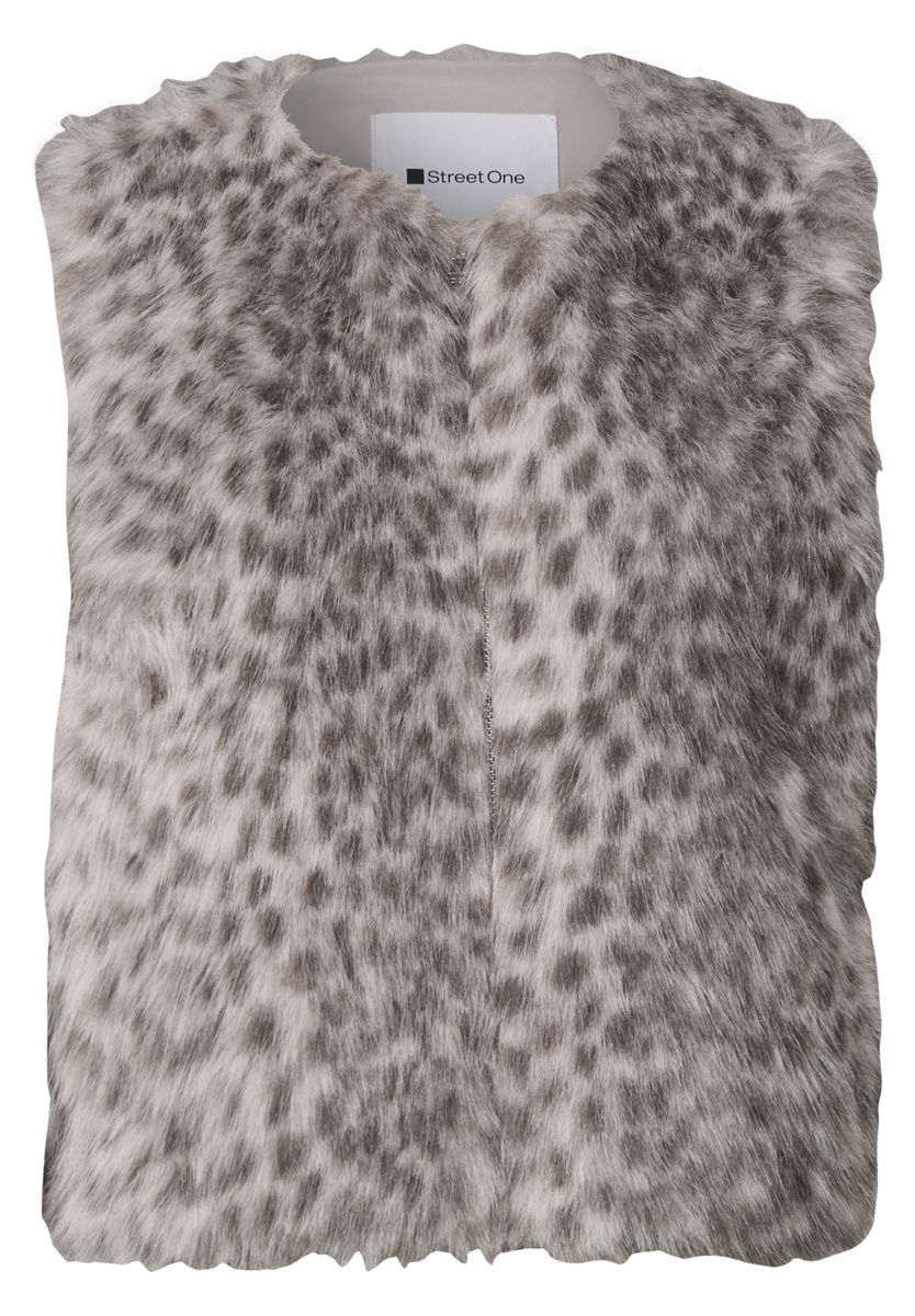 Fake-Fur Weste mit Zipper und Taschen