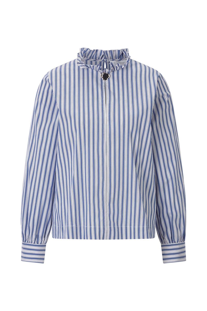 Cotton Striped Ruffle Blouse