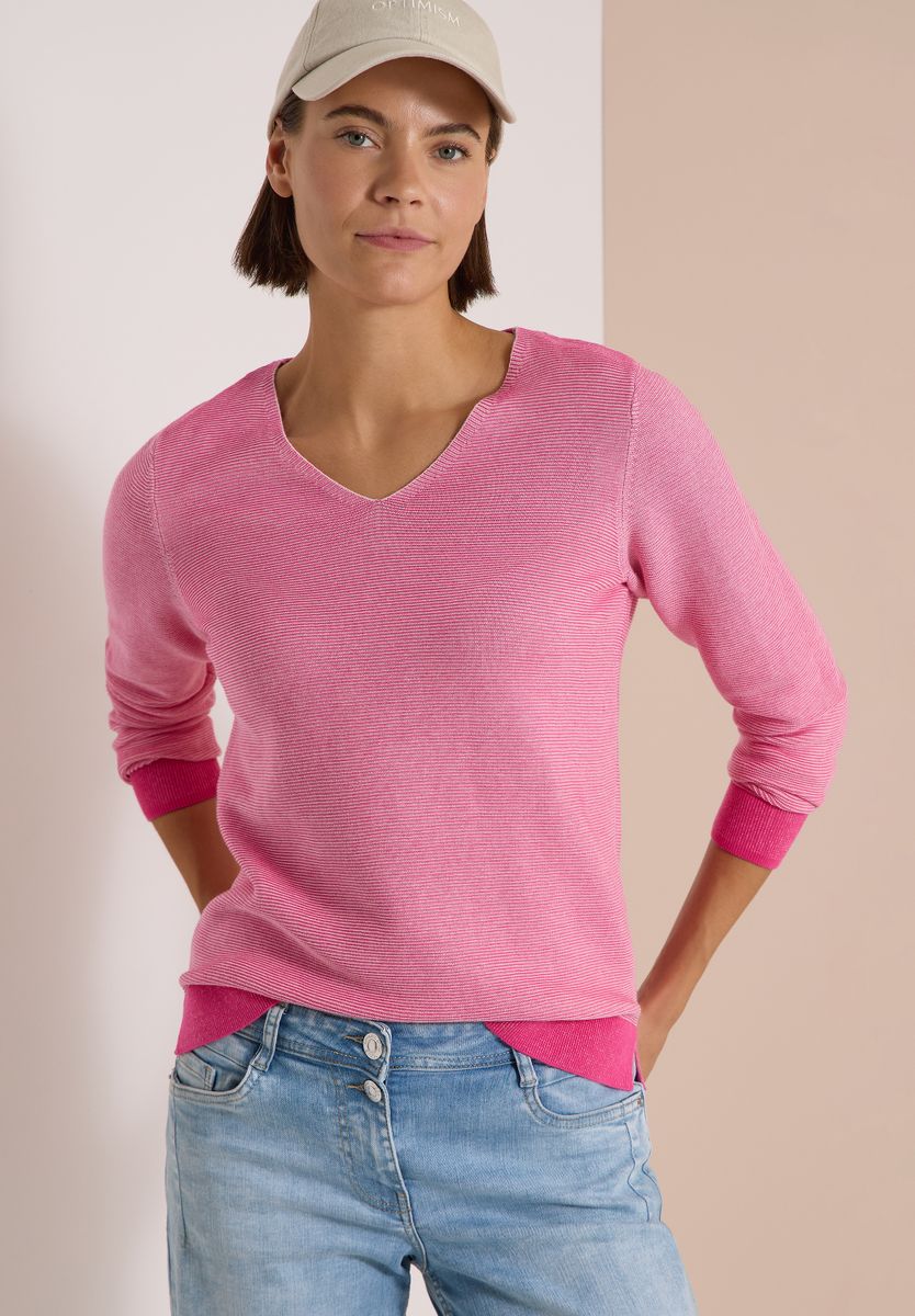 Pullover im Two-Tone-Look mit V-Neck