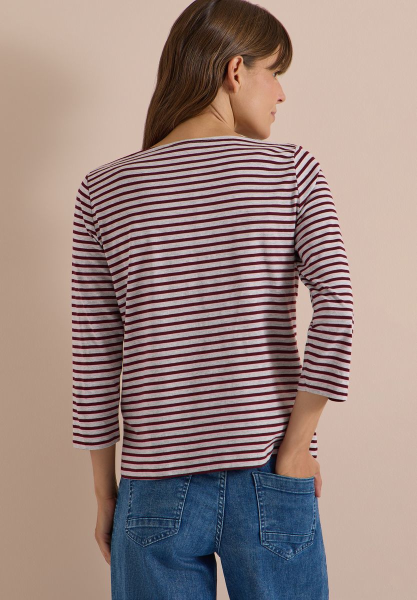 3/4-Arm Shirt mit Boat Neck und Streifen