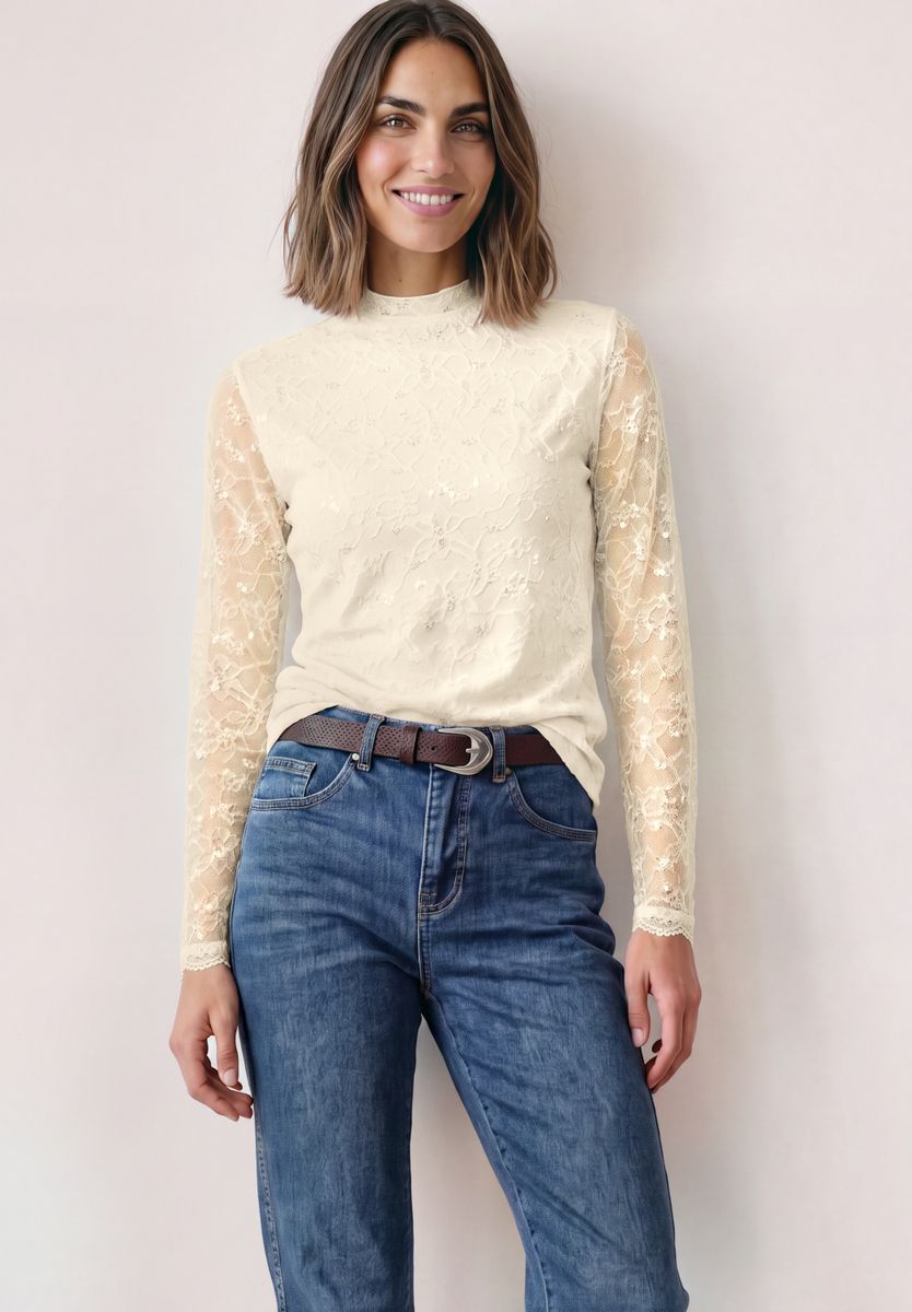 Langarm Shirt aus Spitze
