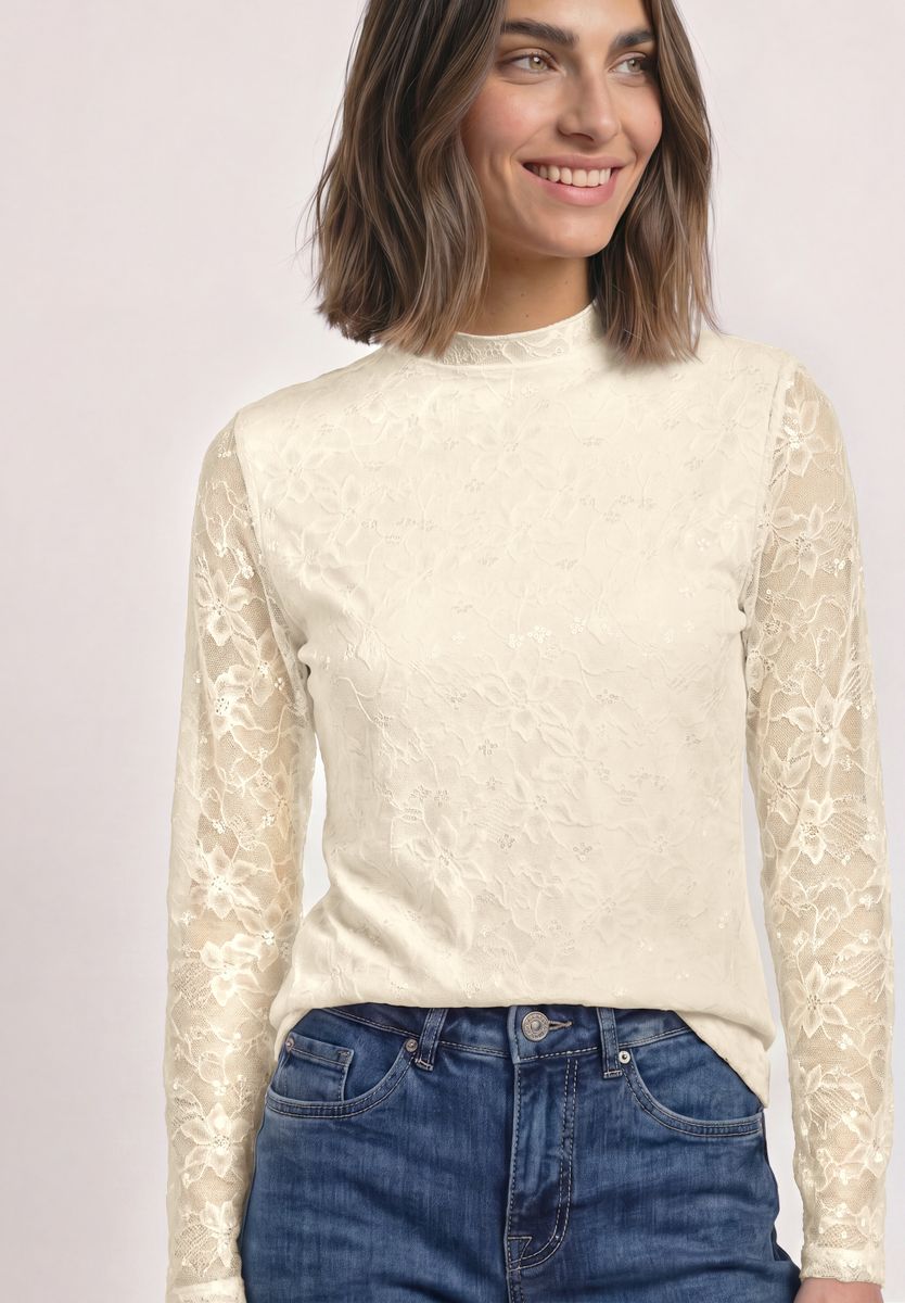 Langarm Shirt aus Spitze