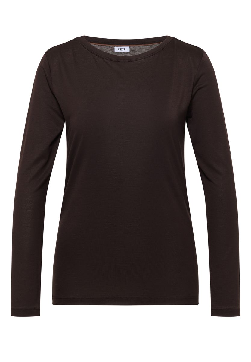 Langarm Shirt in Unifarbe mit Boat Neck