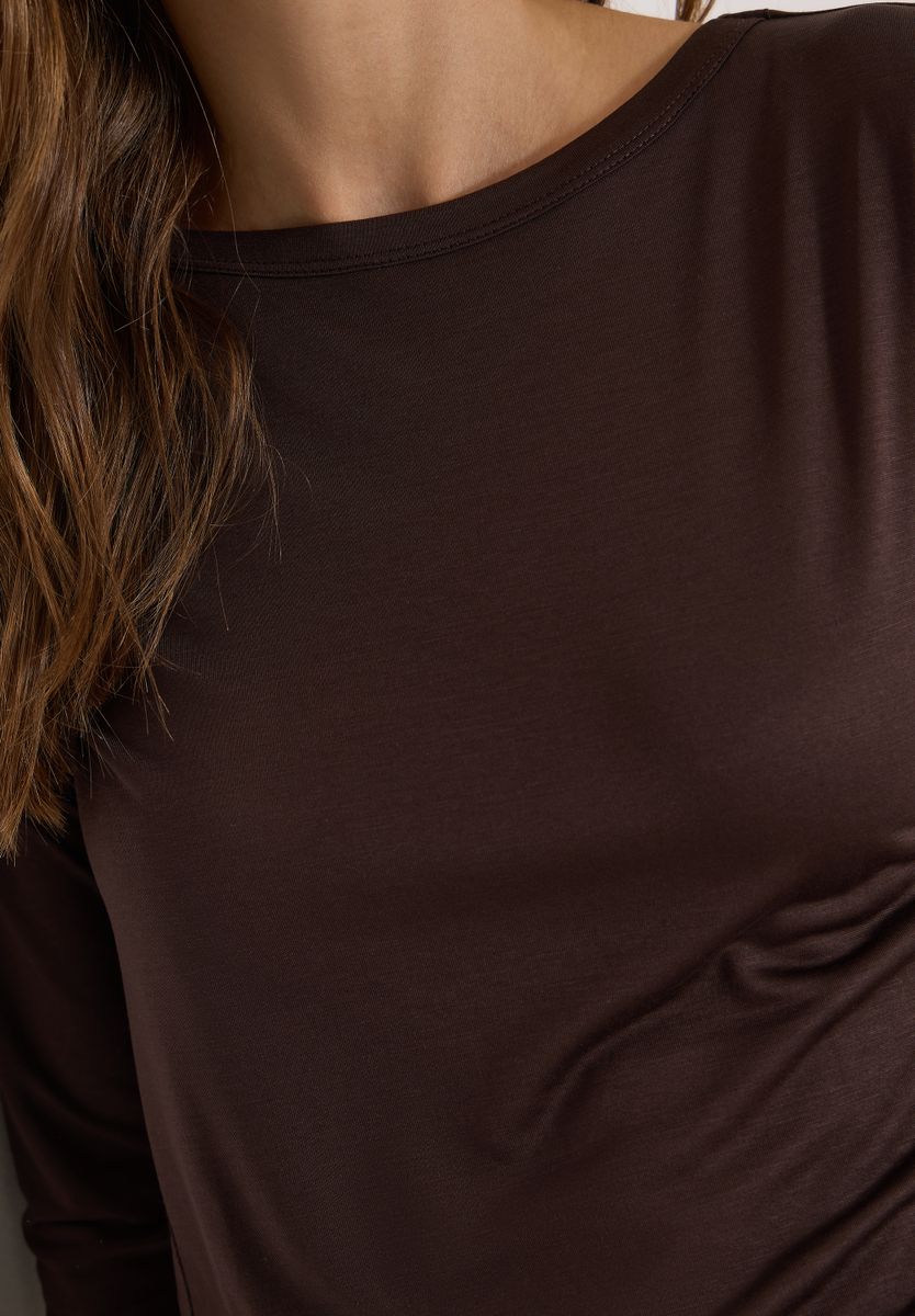 Langarm Shirt in Unifarbe mit Boat Neck