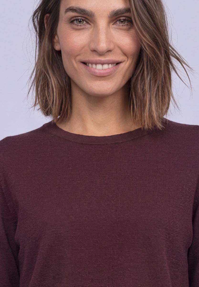 Kurzarm Pullover mit Rundhals in Unifarbe