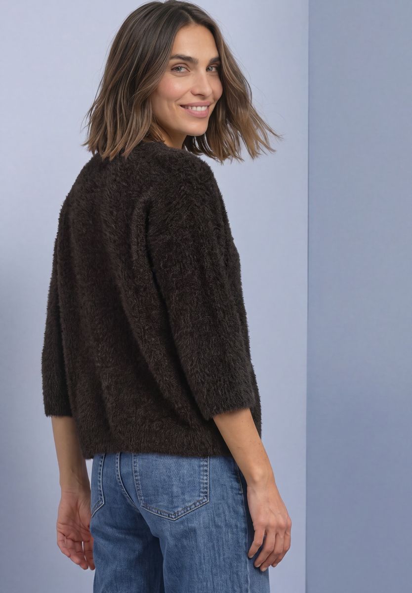 Kuscheliger Halbarm Cardigan mit Rundhals