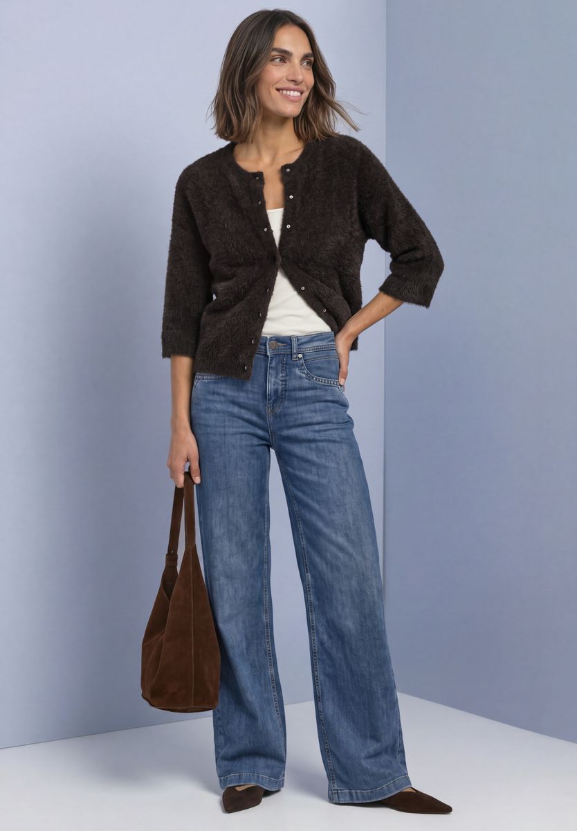 Kuscheliger Halbarm Cardigan mit Rundhals
