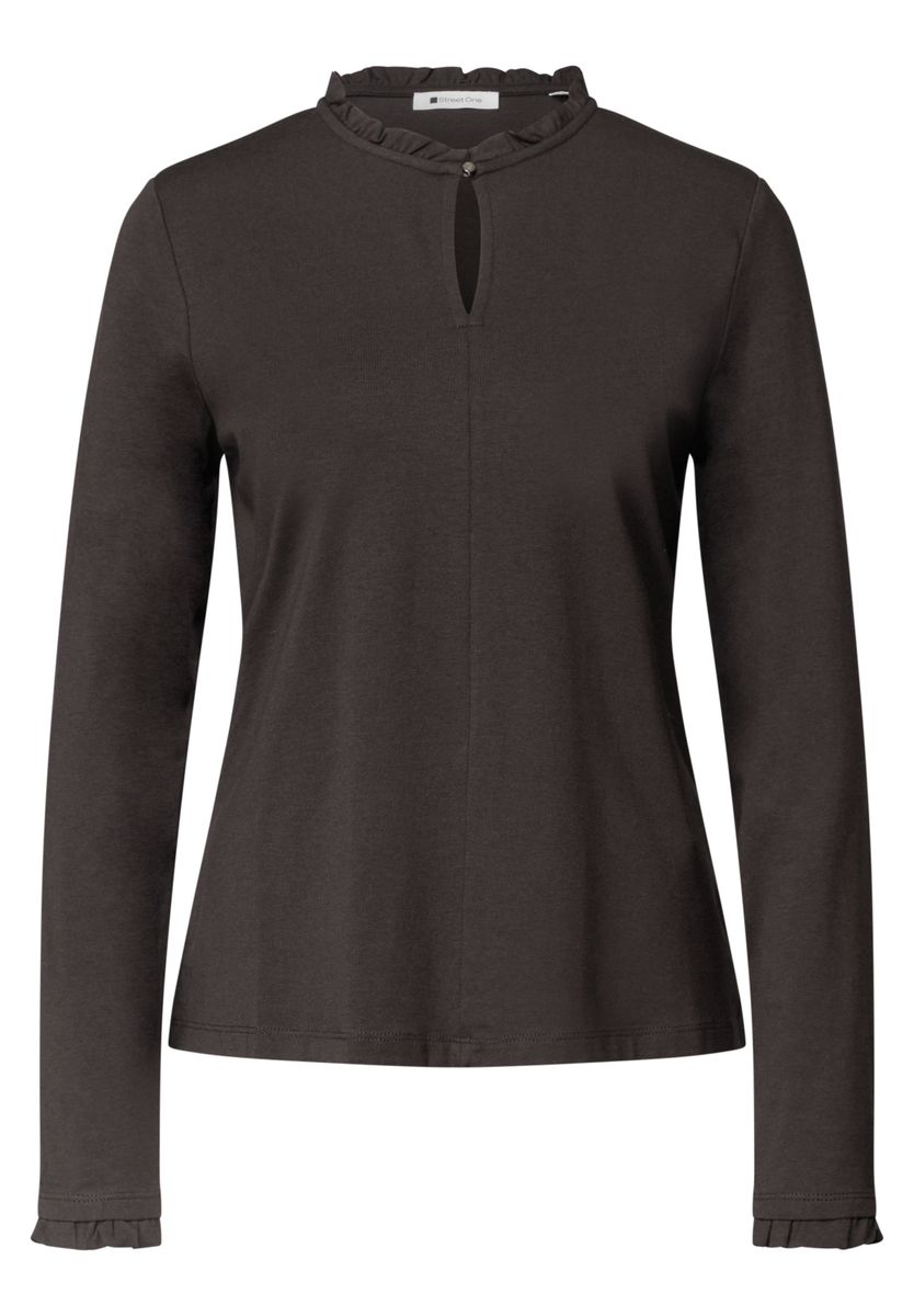 Basic Shirt mit Rüschen und Cut-Out-Detail
