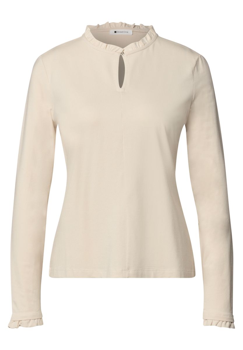 Basic Shirt mit Rüschen und Cut-Out-Detail