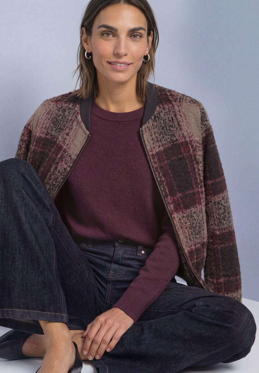 Langarm Blouson mit Karomuster