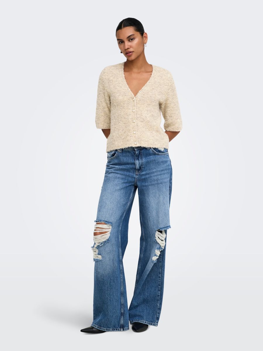 ONLBOUBLE SS V-NECK BUTTON CARDI KNT