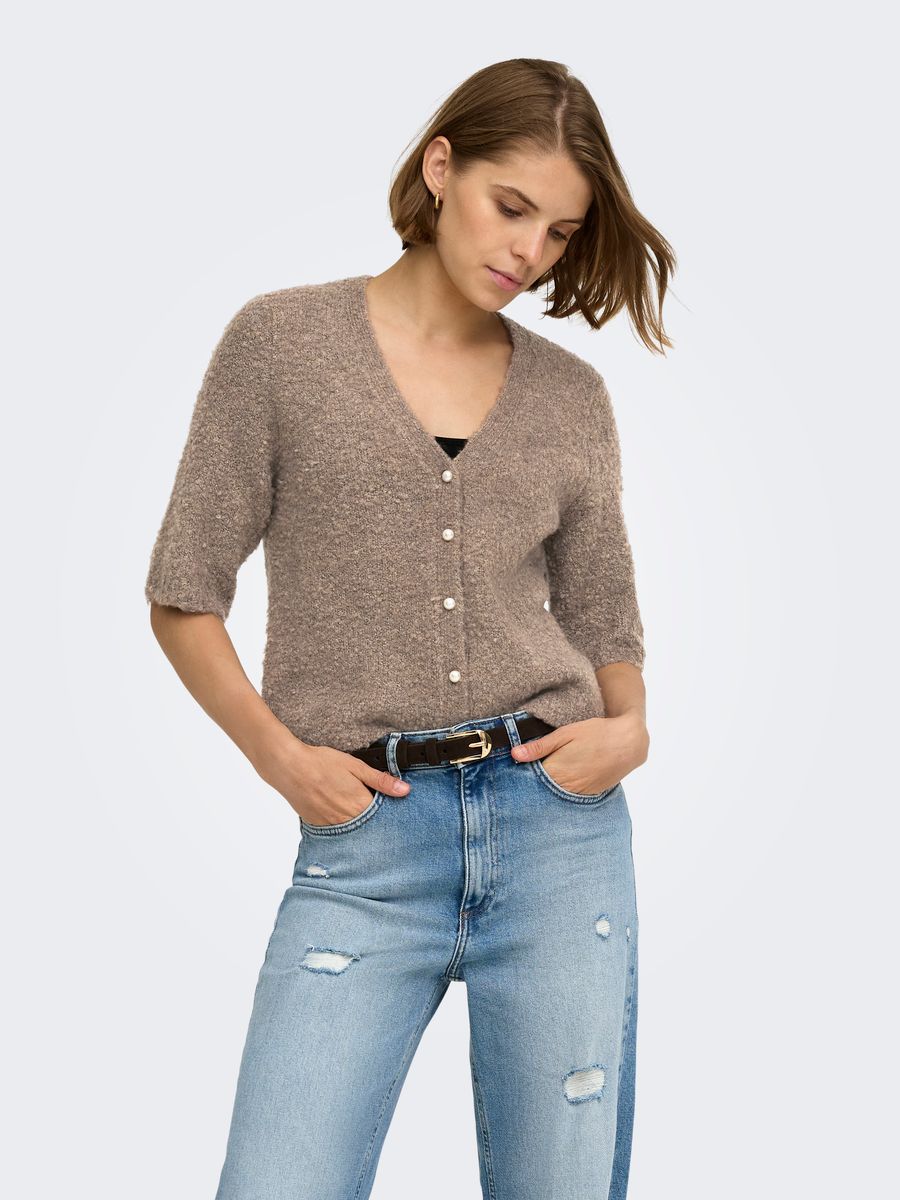 ONLBOUBLE SS V-NECK BUTTON CARDI KNT