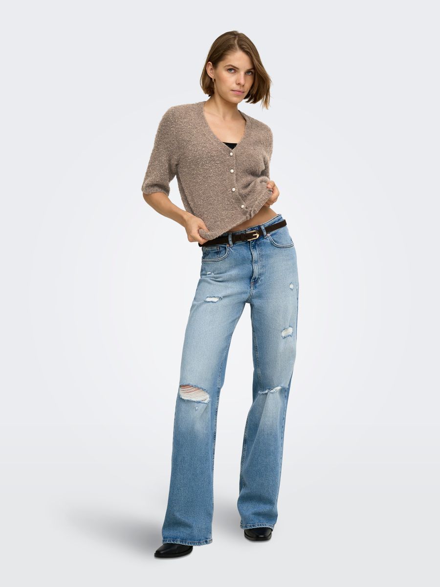 ONLBOUBLE SS V-NECK BUTTON CARDI KNT