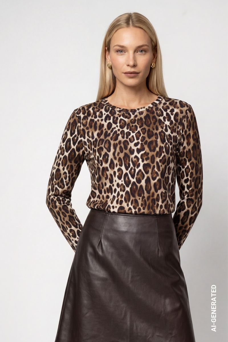 Langarmshirt mit Leomuster