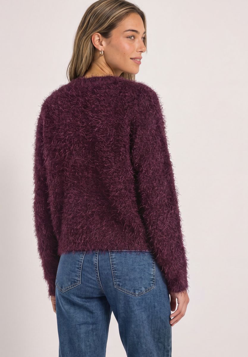 Langarm Pullover aus Fransengarn