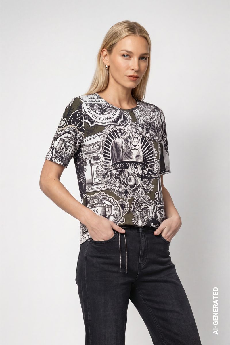 T-Shirt mit Emblem-Muster