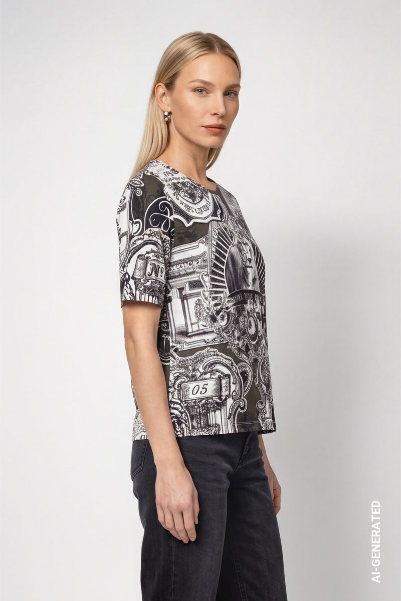 T-Shirt mit Emblem-Muster