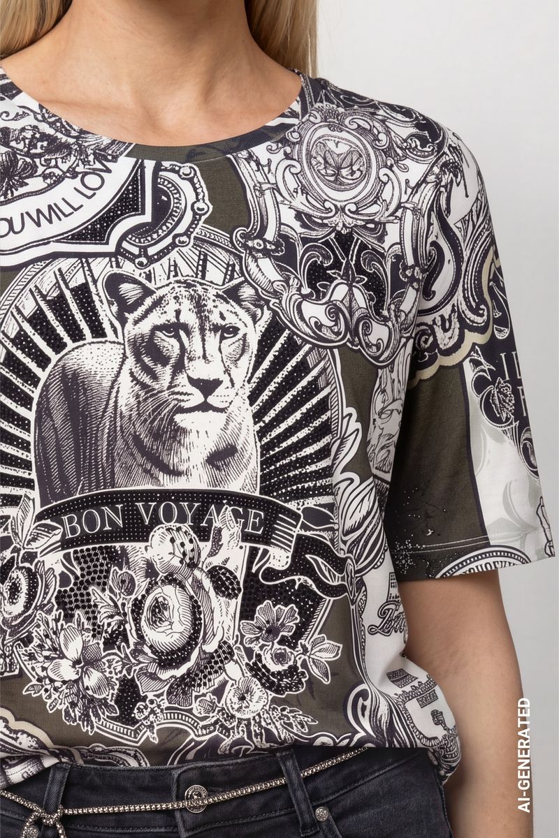 T-Shirt mit Emblem-Muster