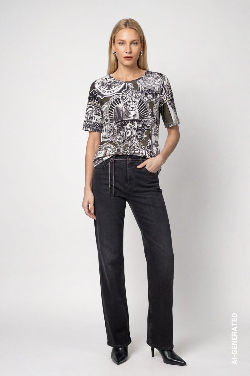 T-Shirt mit Emblem-Muster