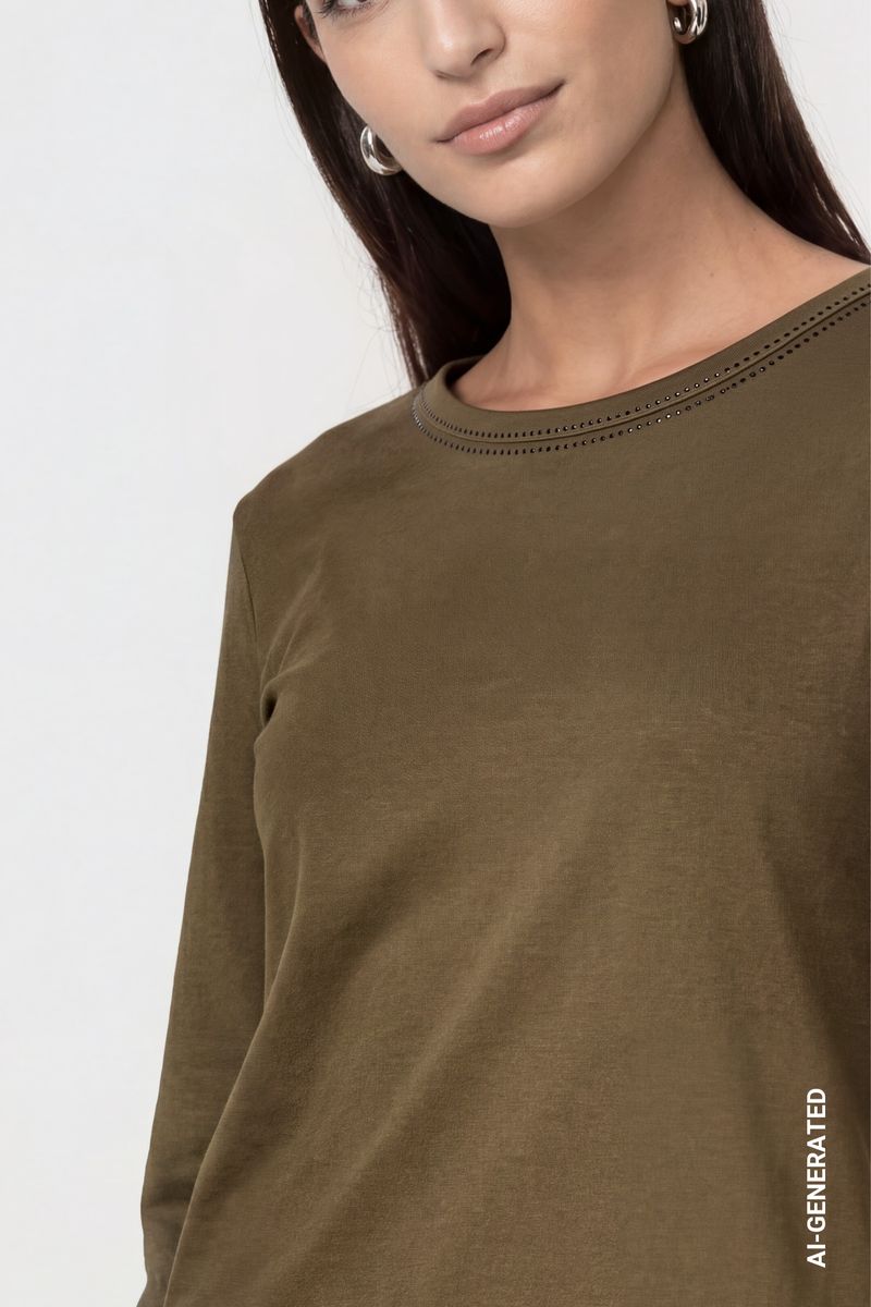 Langarmshirt mit Strassdetails