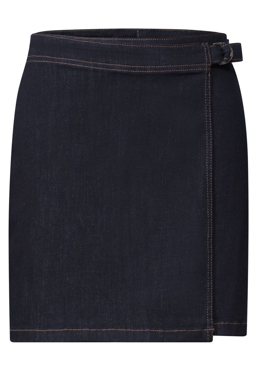 Kniefreier Denim Rock in Wickeloptik