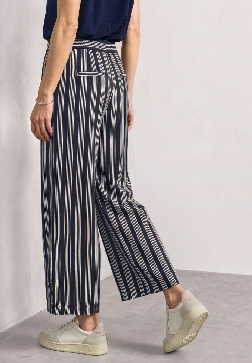 Mid Waist Wide Leg Hose mit Streifen