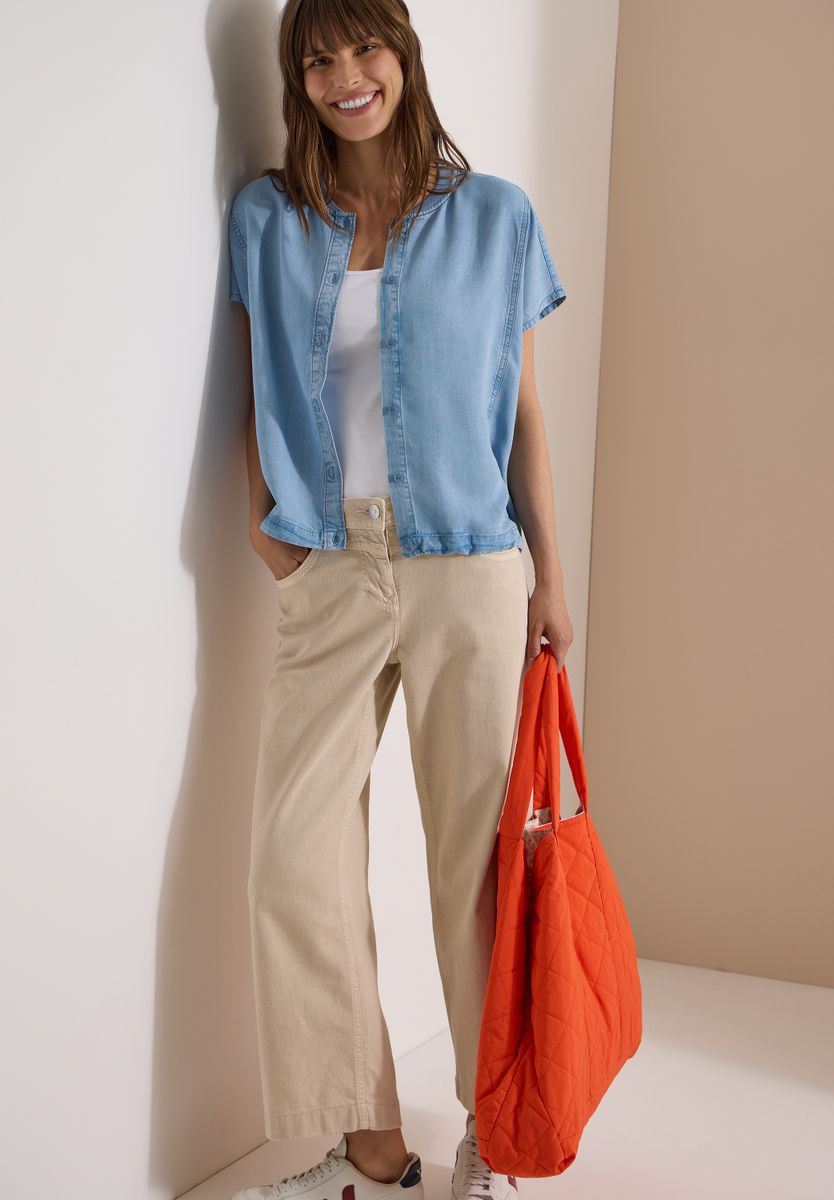 Lyocell-Bluse in Blouson-Optik