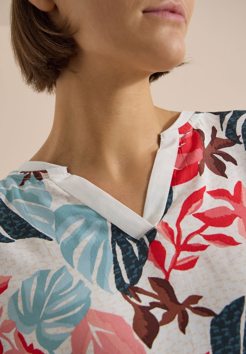 Bluse mit Split Neck und Printmix