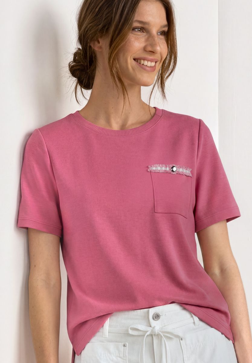 T-Shirt mit dekorativer Brusttasche