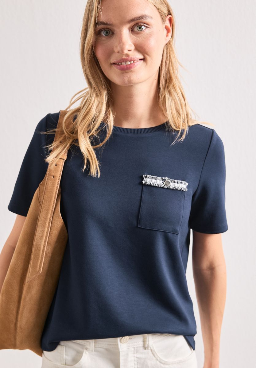 T-Shirt mit dekorativer Brusttasche