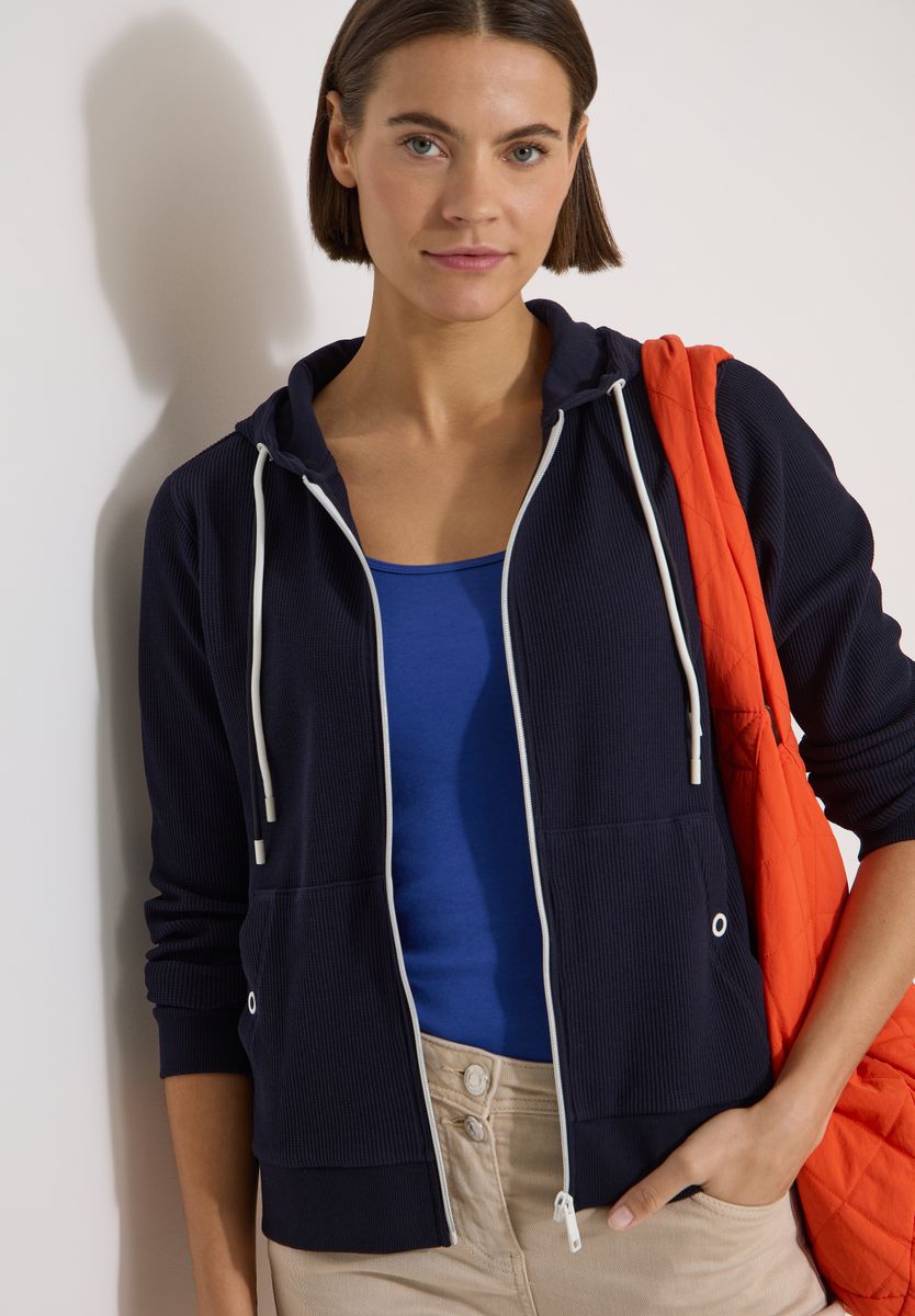 Langarm Jacke mit Kapuze und Struktur