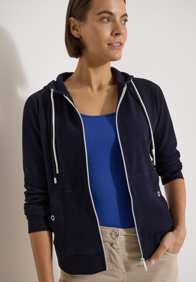 Langarm Jacke mit Kapuze und Struktur