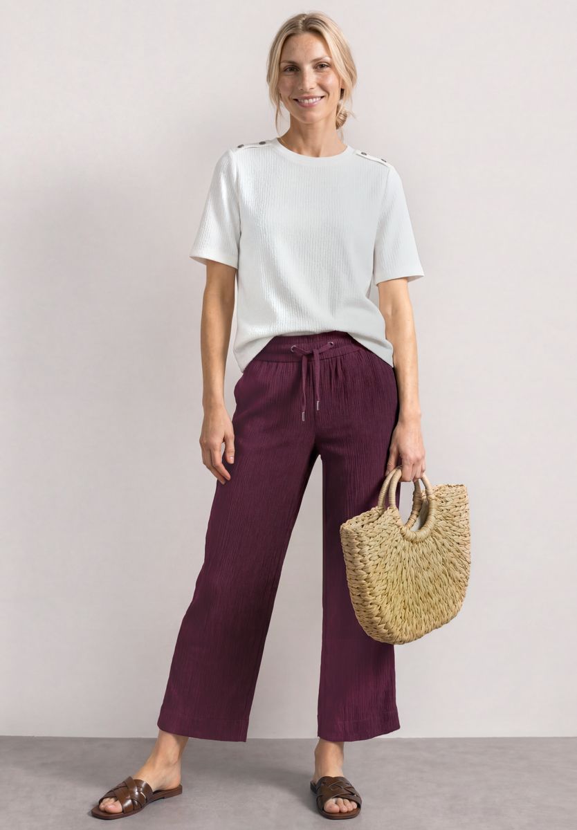 Mid Waist Wide Leg Hose im Loose Fit