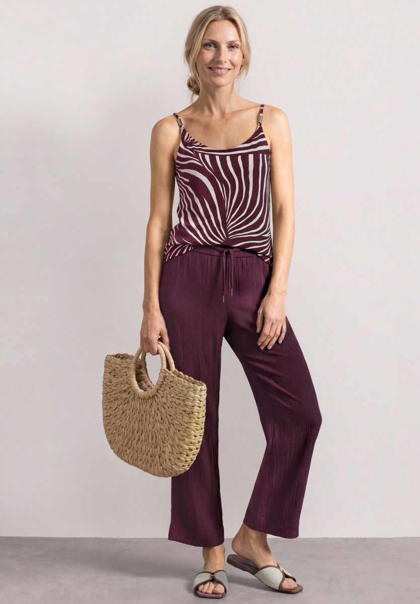 Mid Waist Wide Leg Hose im Loose Fit