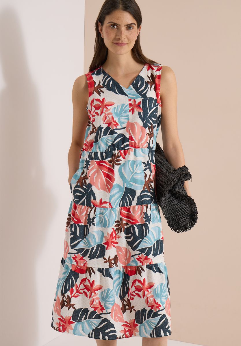 Midikleid mit V-Neck und Print
