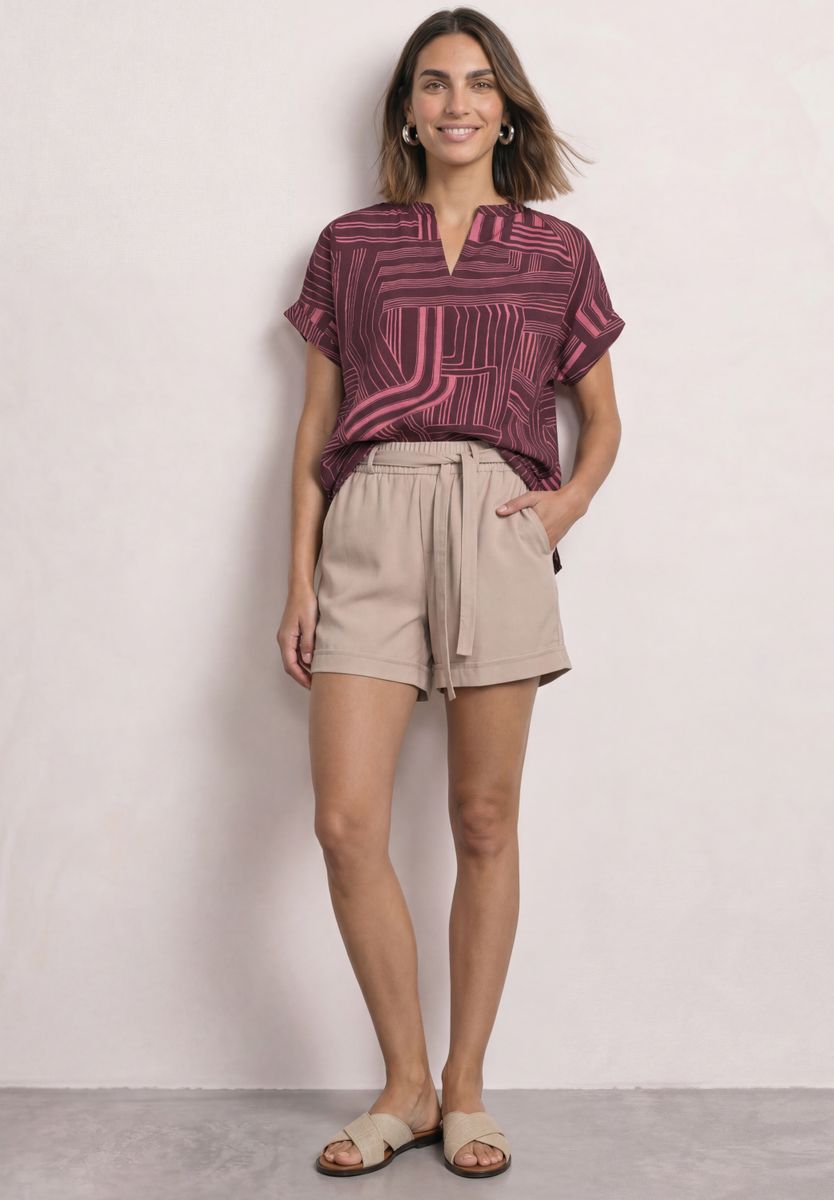 Dropped Shoulder Shirt mit Split Neck