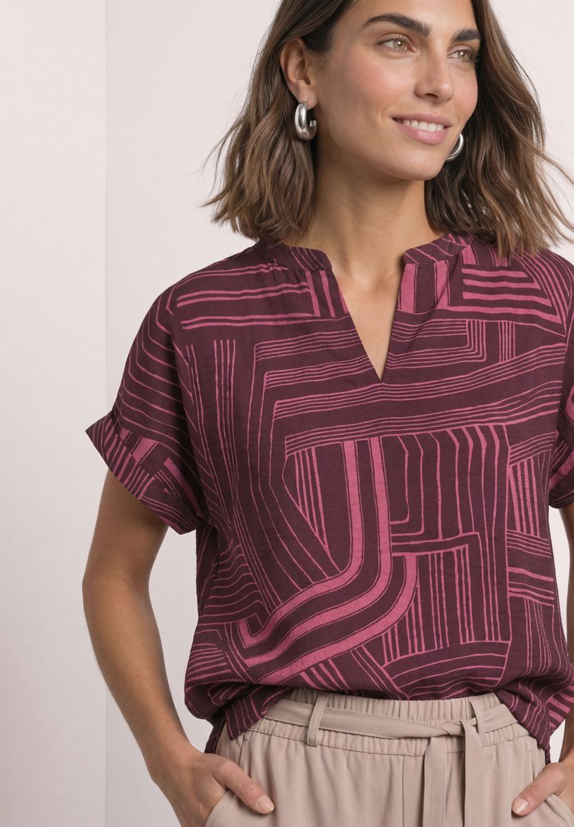 Dropped Shoulder Shirt mit Split Neck