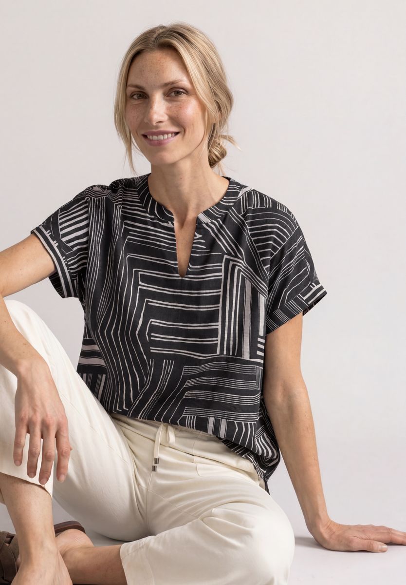 Dropped Shoulder Shirt mit Split Neck