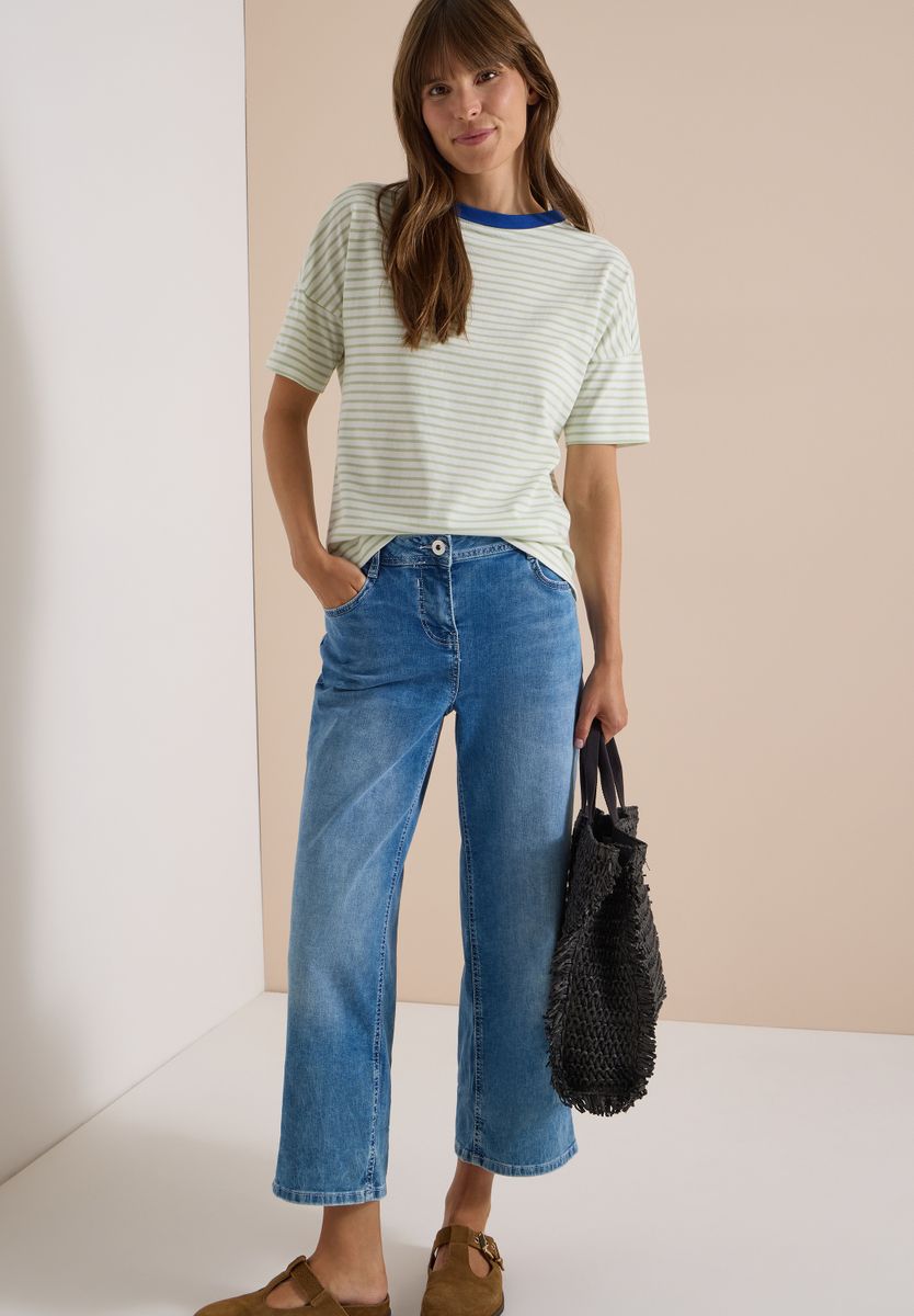 T-Shirt mit Streifen und Kontrastdetail