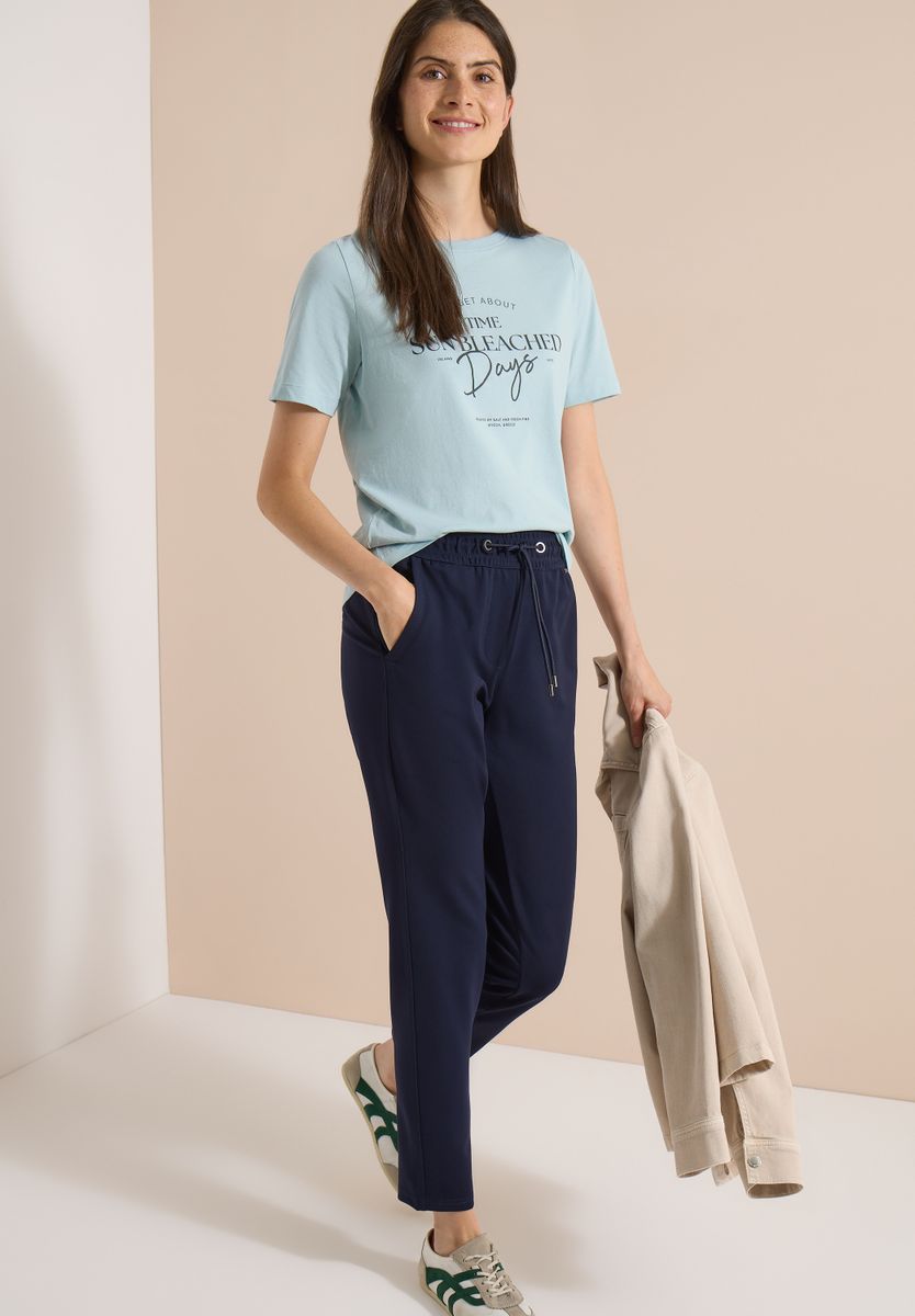 Mid Waist Slim Leg Hose im Casual Fit