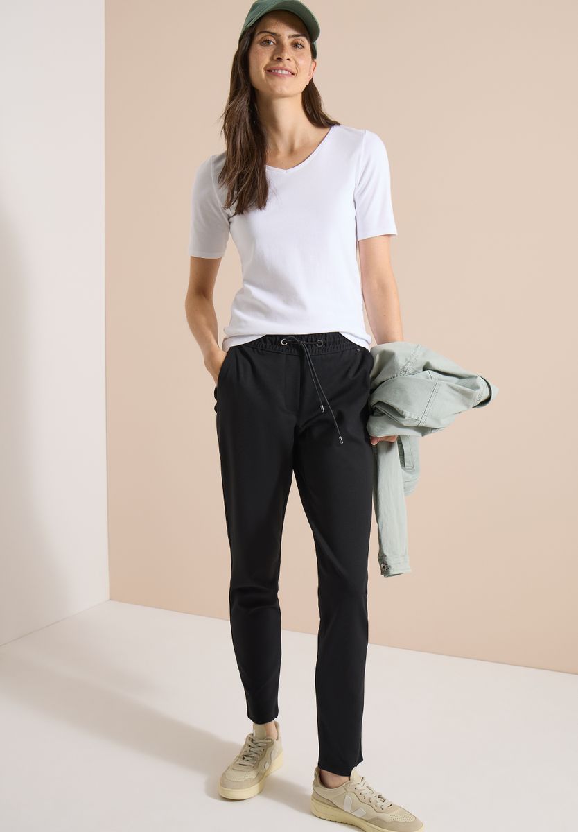 Mid Waist Slim Leg Hose im Casual Fit