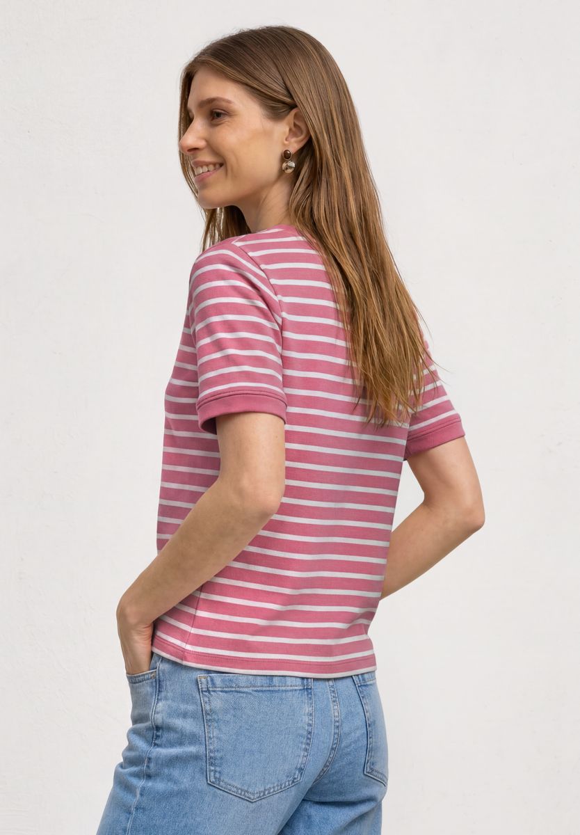 T-Shirt mit Boat Neck und Streifen