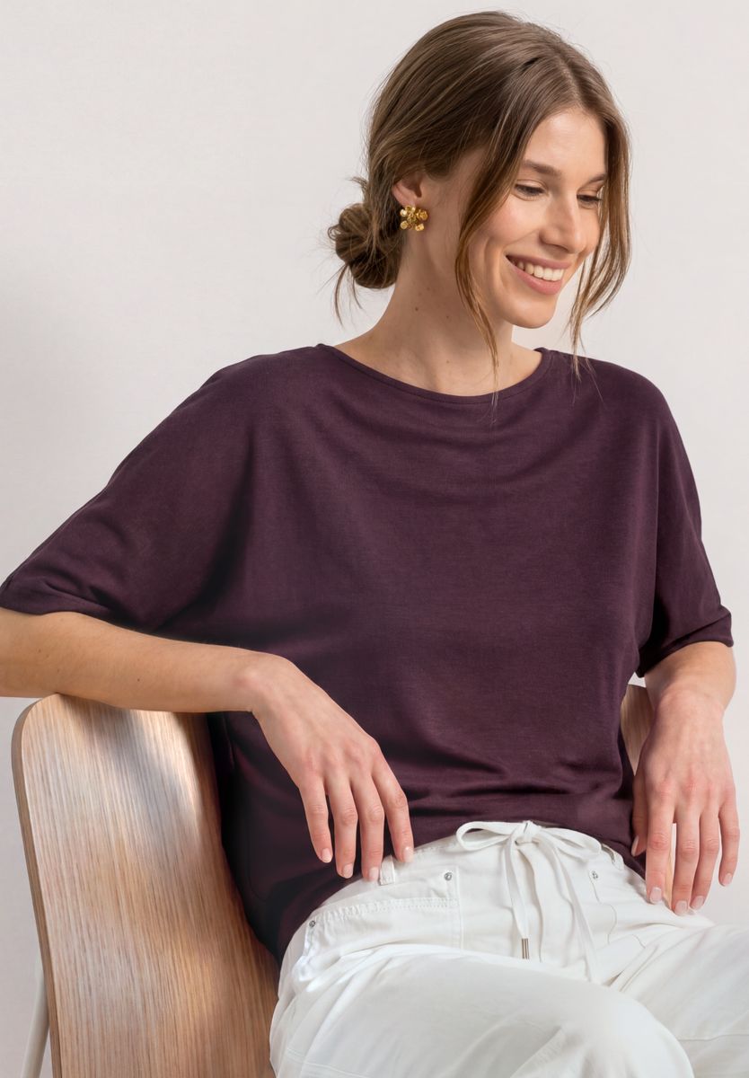 Basic Shirt mit Boat Neck und Elastikbund