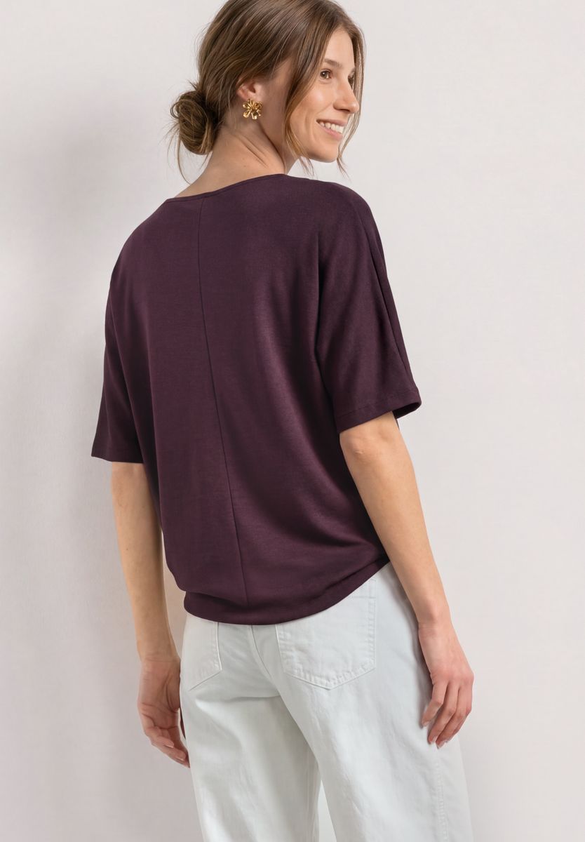 Basic Shirt mit Boat Neck und Elastikbund