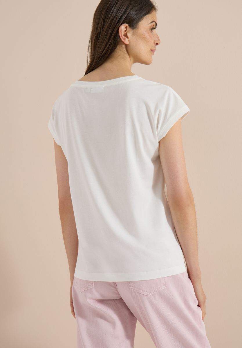T-Shirt mit Boat Neck und Frontprint